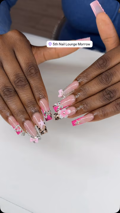 3d Sculpting, Animal Print, Charm Placement — nail work by 5Th Nail Lounge Morrow