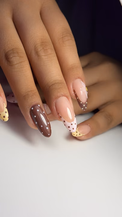 French Manicure, Hand Painting, Dot Work — nail work by Kakus Nails studio