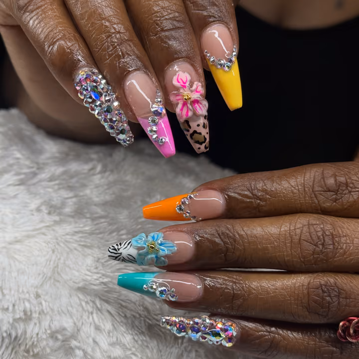 3d Sculpting, Crystal Placement, Encapsulation, Nail Extensions — nail work by Meme
