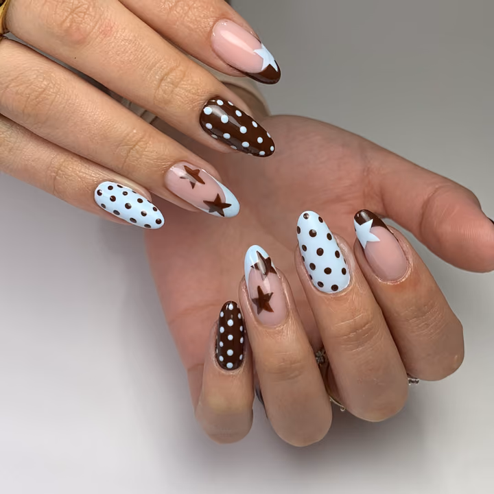 Apex Building, Gel Overlay, Hand Painting, Line Art — nail work by VESTA BEAUTY NAILS