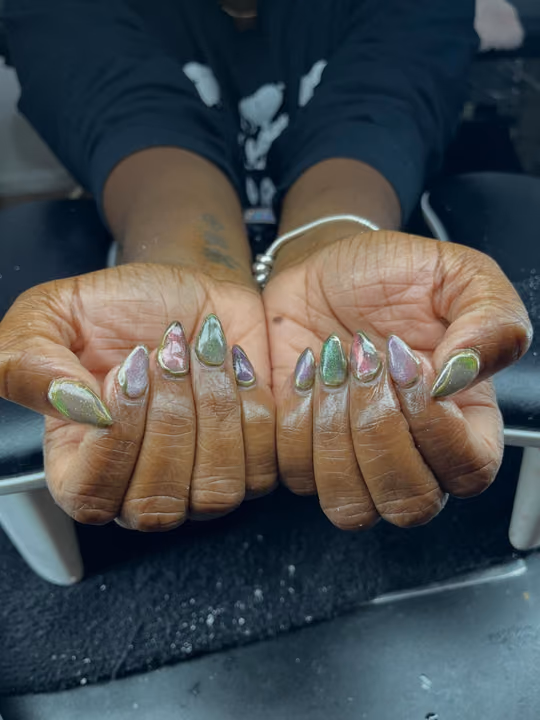 Cat Eye, Chrome, Nail Extensions — nail work by Liyah’s Lair