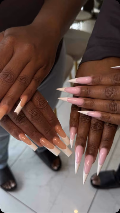 Extra Long Length, Stiletto, French Manicure, Structured Gel — nail work by Lush Nail Bar Grant Park