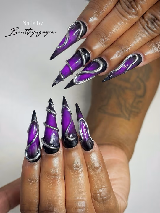 3d Sculpting, Airbrush, Chrome, Nail Extensions — nail work by Buckhead Nail Studio