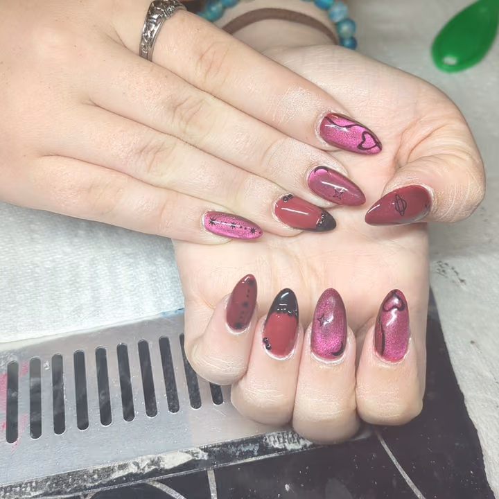 Cat Eye, Line Art, Magnetic Gel — nail work by A New Dawn Nails