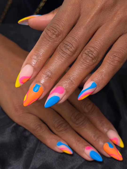 Hand Painting, Matte, Negative Space — nail work by Sugar Polish Nail Bar Decatur