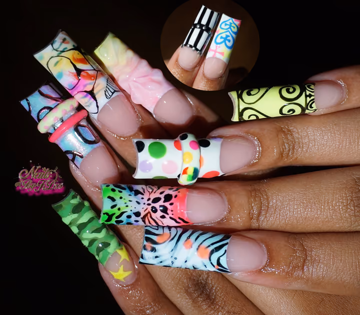 3d Sculpting, Duck, Flare Nails, Hand Painting — nail work by ATL Nail Artist
