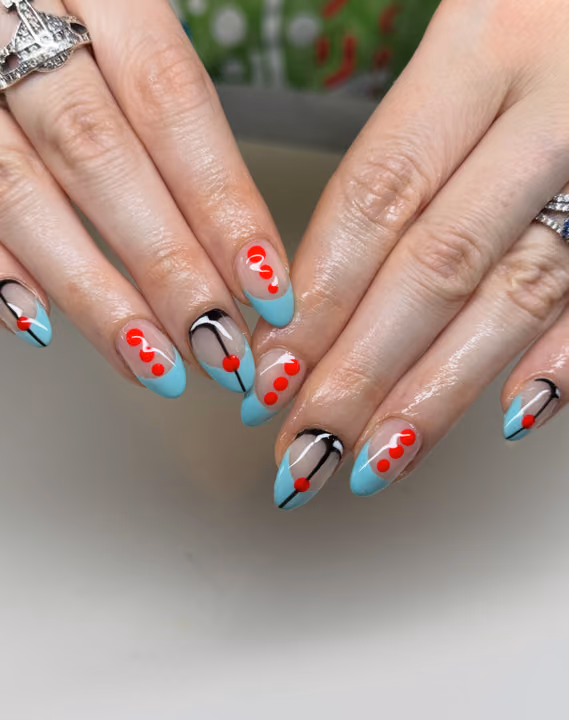 French Manicure, Negative Space, Line Art, Raised Gel — nail work by The Nail Nest