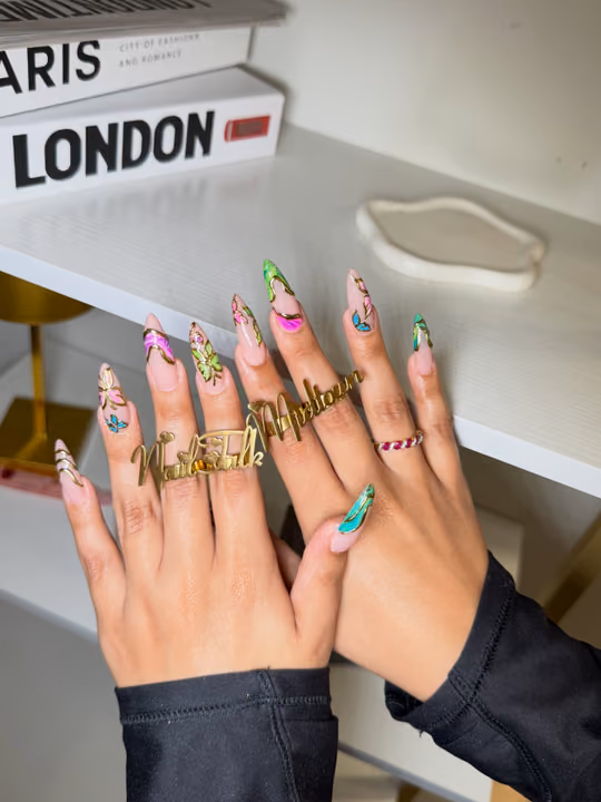 3d Sculpting, Chrome, Encapsulation, Hand Painting — nail work by NAIL TALK MIDTOWN(GEORGIA TECH)