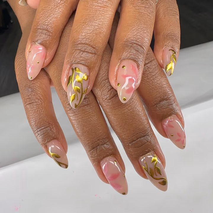 3d Sculpting, Transfer Foil, Negative Space — nail work by Candy Drop Nail Shop