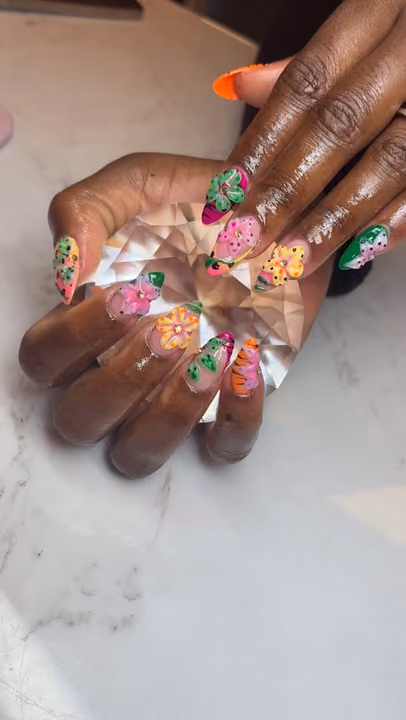 3d Sculpting, Hand Painting — nail work by Nails by Gracie