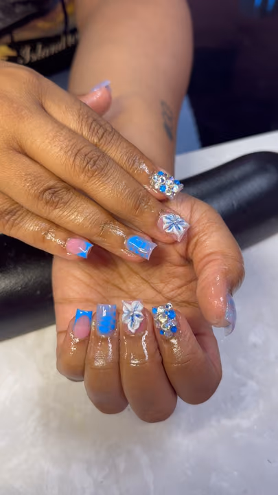 3d Sculpting, Line Art, Rhinestone Placement — nail work by ATLANTAS #1 LICENSED NAIL SALON