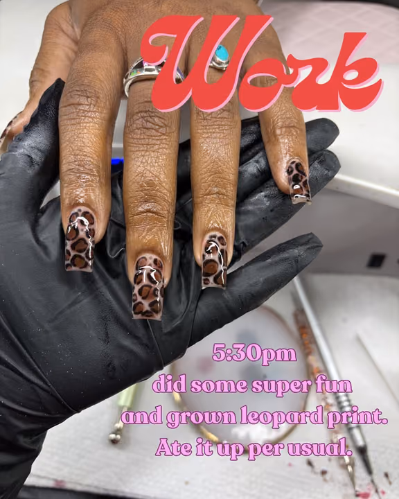 Animal Print, Encapsulation, Square — nail work by Nubi Nailz