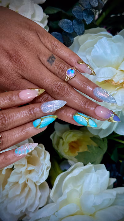 3d Sculpting, Chrome, Hard Gel — nail work by Cliff Nail Art