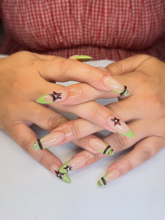 3d Sculpting, French Manicure, Piercing, Rhinestone Placement — nail work by NAIL TALK MIDTOWN(GEORGIA TECH)
