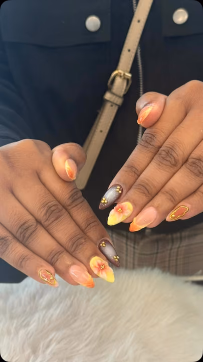 3d Sculpting, Charm Placement, Hand Painting, Rhinestone Placement — nail work by 5Th Nail Lounge Morrow