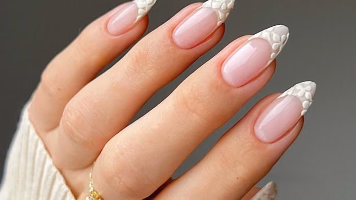 3d Sculpting, Almond, French Manicure, Textured Finish — nail work by Main street Nails spa