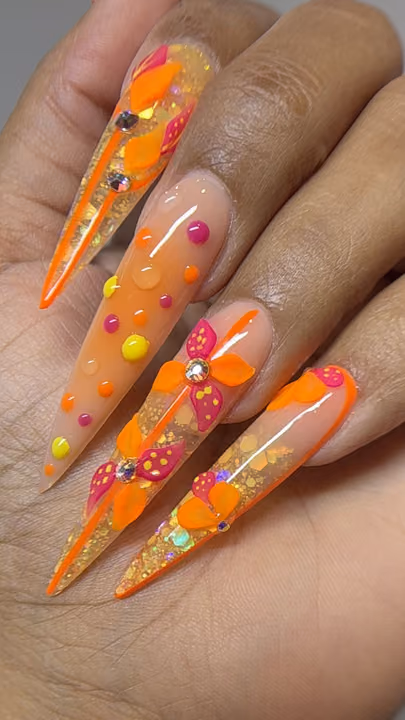3d Sculpting, Encapsulation, Extreme Length, Stiletto — nail work by FeteIsh Nailz