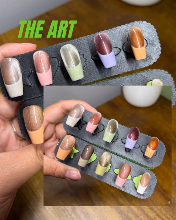 Cat Eye French, French Manicure, Velvet Effect — nail work by Judith