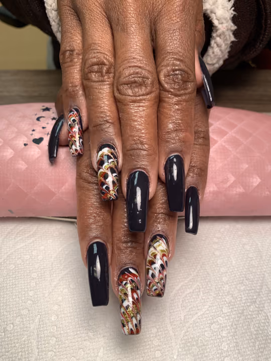 Extreme Length, Water Marble — nail work by just nails