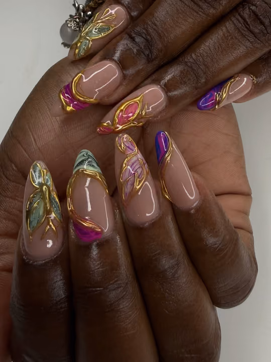 3d Sculpting, Line Art — nail work by Nails by Cody
