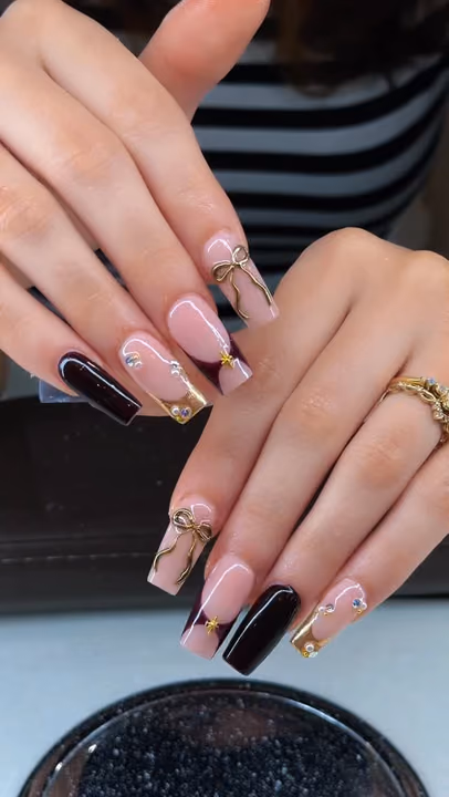 Encapsulation, French Manicure, Hardware Placement, Rhinestone Placement — nail work by SET NAILS GARDEN