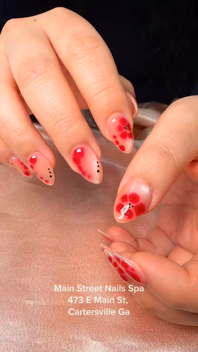 Blooming Gel, Aura Effect, Hand Painting — nail work by Main street Nails spa