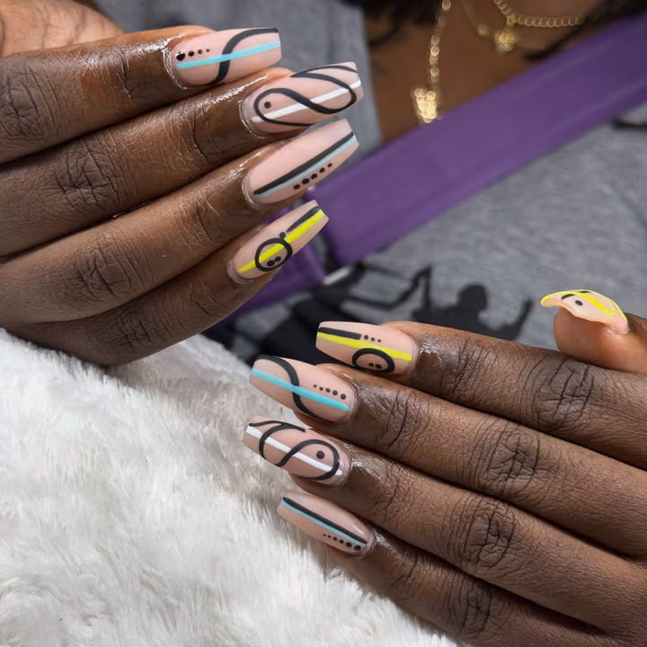 Coffin, Geometric Art, Line Art — nail work by Meme