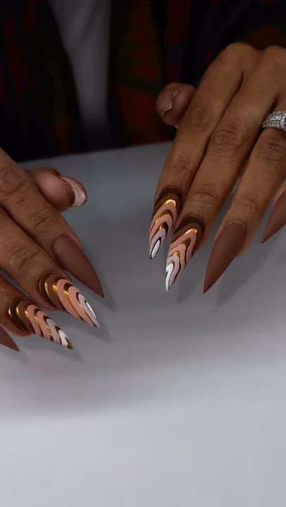 Chevron Art, Chrome, Matte — nail work by Nailed By Christel