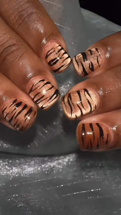 Animal Print, Cat Eye, Hand Painting — nail work by Dor Nail Bar Atlanta