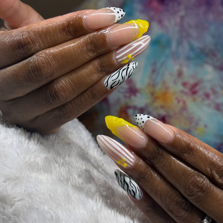 Animal Print, French Manicure, Hand Painting — nail work by Meme
