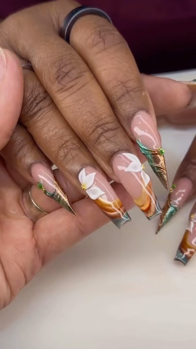 3d Sculpting, Mixed Media, Rhinestone Placement, Nail Extensions — nail work by sang nguyen