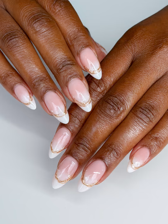 Chrome, French Manicure, Raised Gel — nail work by Taylor Le
