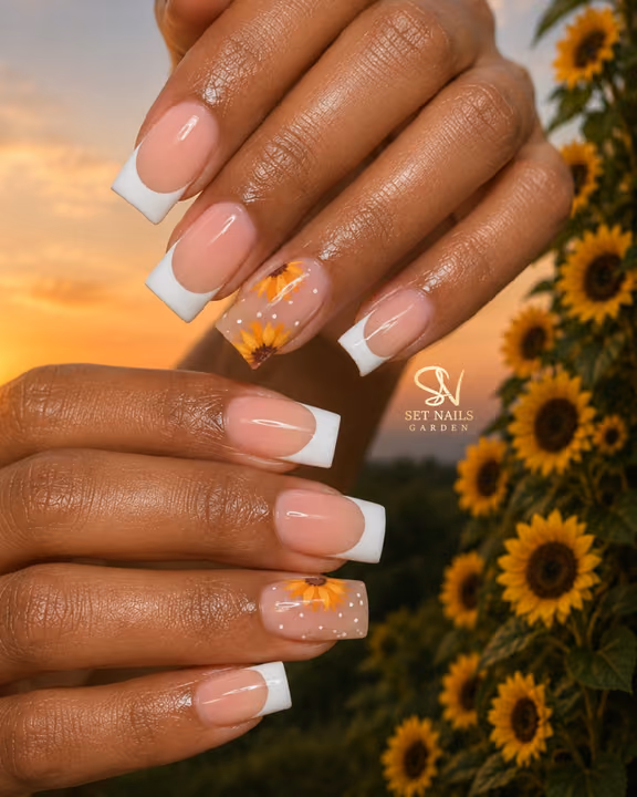 Encapsulation, Hand Painting, French Manicure, Square — nail work by SET NAILS GARDEN
