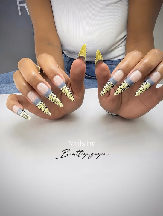 Animal Print, Hand Painting, Acrylic, Stiletto — nail work by Buckhead Nail Studio