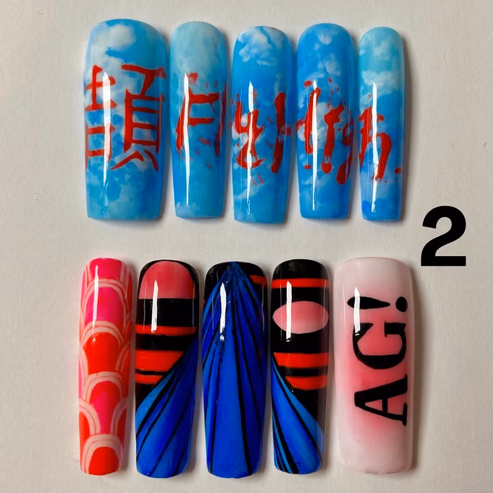 Cloud Art, Hand Painting, Textured Finish — nail work by Judith