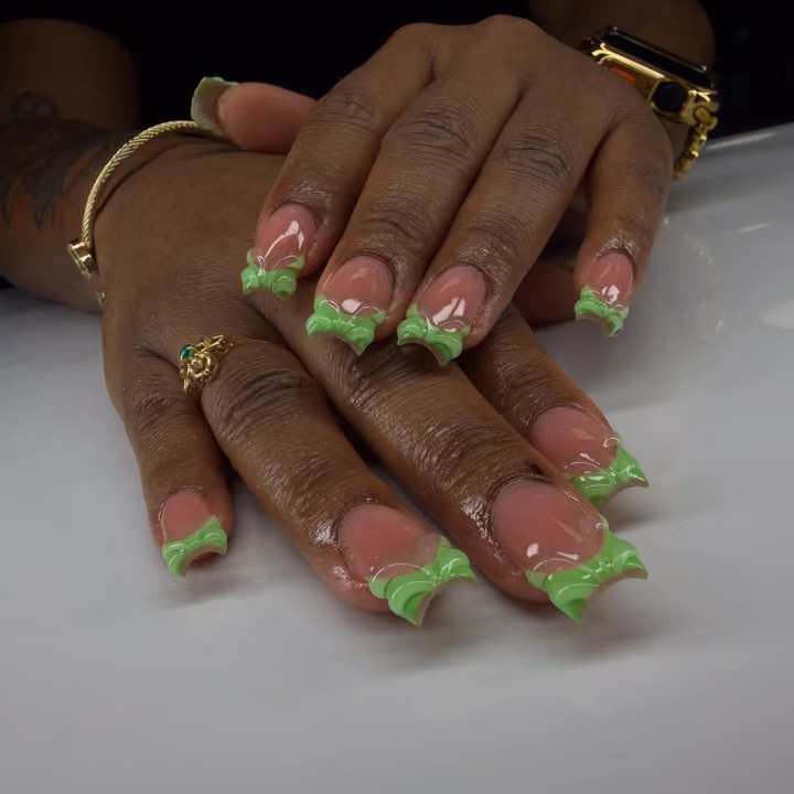 3d Sculpting, French Manicure, Square — nail work by Candy Drop Nail Shop