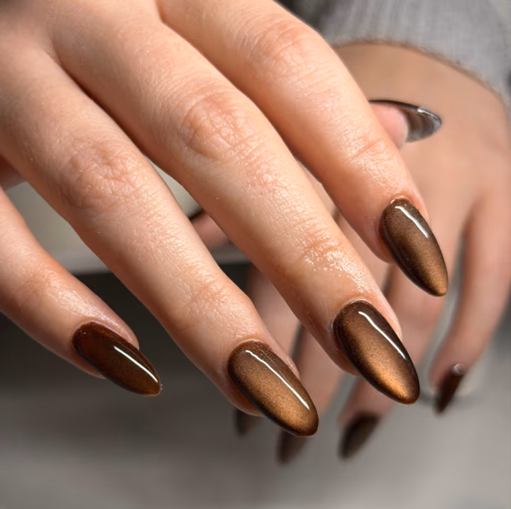 Cat Eye, Magnetic Gel, Structured Gel — nail work by Nails By Yoko.