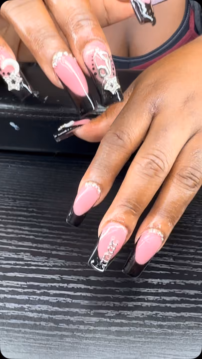3d Sculpting, Charm Placement, French Manicure, Rhinestone Placement — nail work by Nailsbytam_thecelebtech