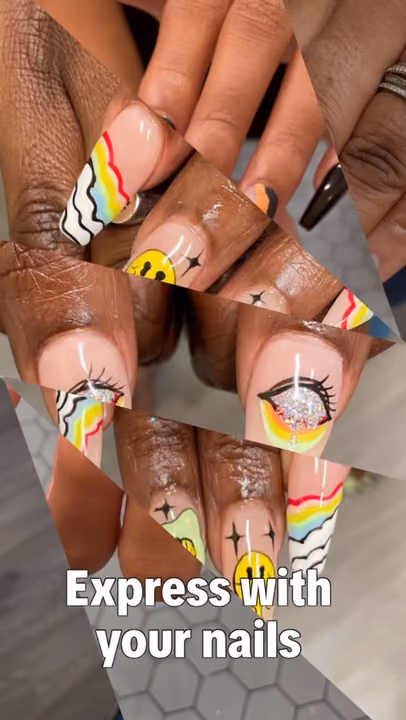 Encapsulation, Hand Painting, Line Art — nail work by Sophy’s Nail Lab