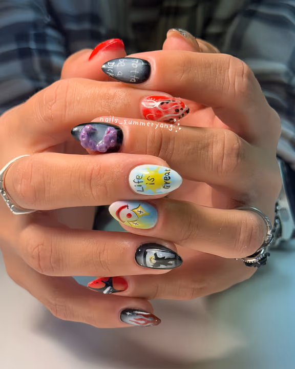 3d Sculpting, Gradient, Hand Painting, Portraiture — nail work by Atlanta Nail Tech