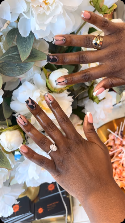 Line Art, Airbrush, French Manicure, Hardware Placement — nail work by Lush Nail Bar Grant Park