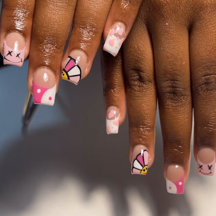 Hand Painting, Line Art, Negative Space — nail work by Atlanta Nail Artist