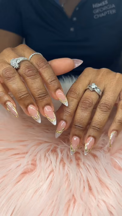 Chrome, French Manicure, Relief Art, Stiletto — nail work by Decatur