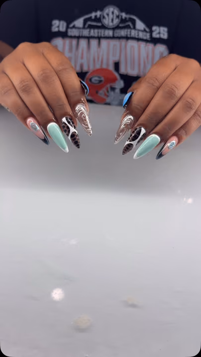 Animal Print, Chrome, French Manicure, Stiletto — nail work by Yesit Nails