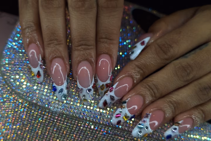 Crystal Placement, French Manicure, Acrylic — nail work by Nail Your Occassion