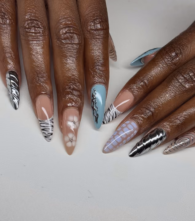 3d Sculpting, Animal Print, Chrome, Encapsulation — nail work by The Nail Nest