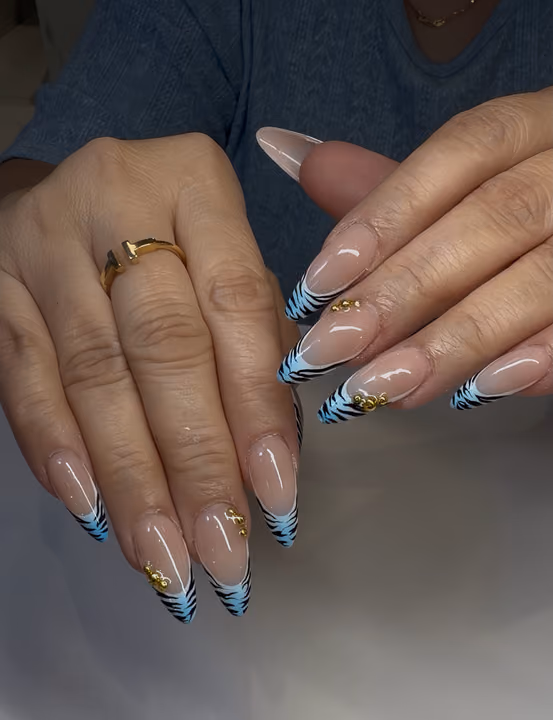 Charm Placement, French Manicure, Hand Painting — nail work by TenTen Buckhead Nails