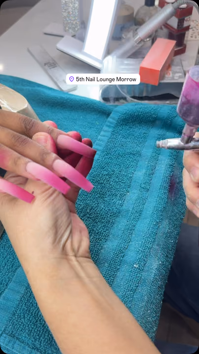 Acrylic Extensions, Airbrush, Extra Long Length — nail work by 5Th Nail Lounge Morrow
