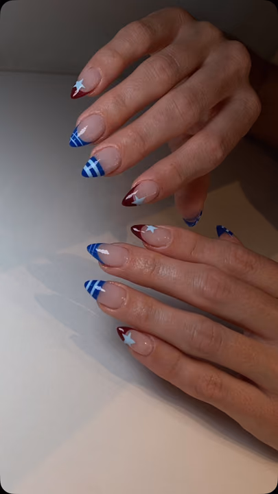 French Manicure, Line Art, Star Art — nail work by NailzzwithANNIE