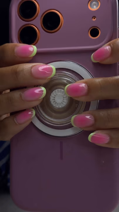 Airbrush, Aura Effect, French Manicure — nail work by Nails by Cody